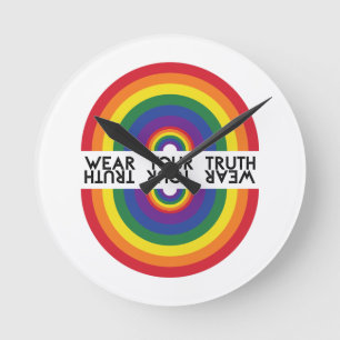 Minimaler Regenbogenbogen Moderne Farbige Aussage Runde Wanduhr