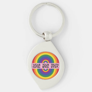 Minimaler Regenbogenbogen Moderne Farbige Aussage Schlüsselanhänger