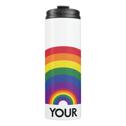 Minimaler Regenbogenbogen Moderne Farbige Aussage  Thermosbecher (Vorderseite)