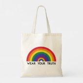 Minimaler Regenbogenbogen Moderne Farbige Aussage Tragetasche (Rückseite)