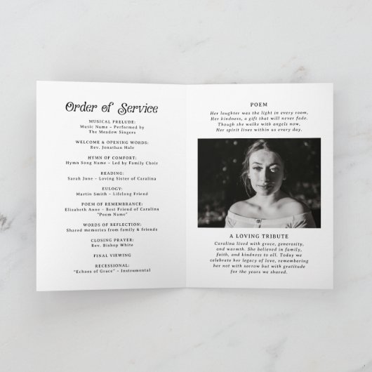 Minimaler Retro-Beerdigungsauftrag Programm (Innenseite)