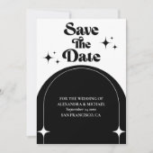Minimaler Retrobogen Schwarz und Weiß Save The Date (Vorderseite)