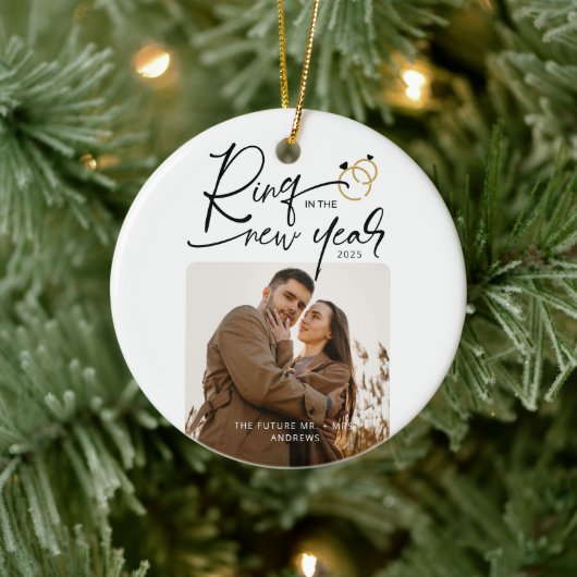 Minimaler Ring in der Neujahrsweihnacht der Verlob Keramik Ornament (Baum)