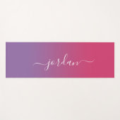 Minimaler rosa bis Lila weißer Skriptname Yogamatte (Vorderseite (Horizontal))