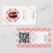 Minimaler rosa Foto QR-Code Gemustert Visitenkarte (Vorne/Hinten)