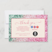 Minimaler Rosa Glitter-Stil Dankeskarte (Vorderseite)