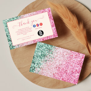 Minimaler Rosa Glitter-Stil Dankeskarte