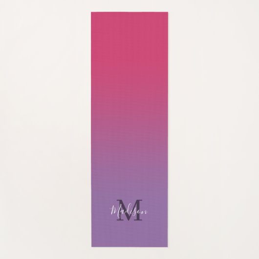 Minimaler rosa Lila Gradient Monogram Script Name Yogamatte (Vorderseite)