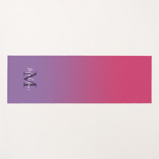 Minimaler rosa Lila Gradient Monogram Script Name Yogamatte (Vorderseite (Horizontal))
