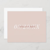 Minimaler Rosa Schriftart Save the Date einfach (Vorne/Hinten)