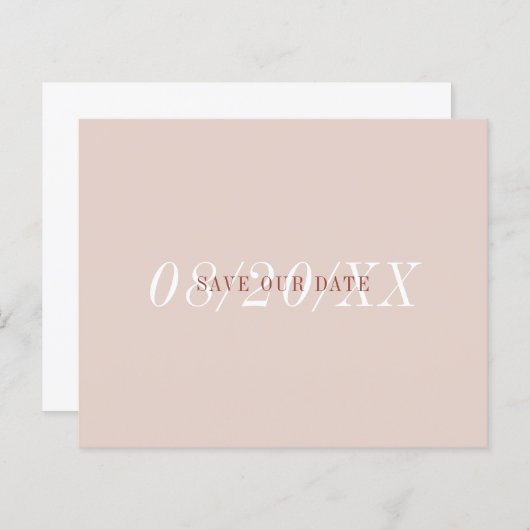 Minimaler Rosa Schriftart Save the Date einfach (Vorne/Hinten)