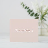 Minimaler Rosa Schriftart Save the Date einfach (Stehend Vorderseite)
