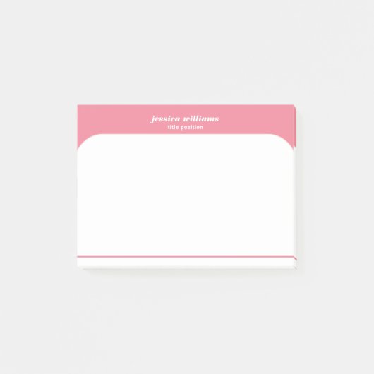 Minimaler rosa-weißer Individuelle Name Post-it Klebezettel (Vorderseite)