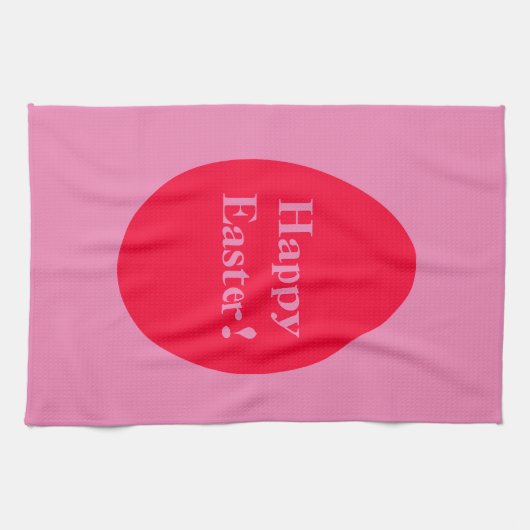 Minimaler Rot-Rot-Rosa-Eizelle Osterzeit Geschirrtuch (Horizontal)