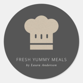 Minimaler Rustikaler Black Kraft Koch Hat Catering Runder Aufkleber