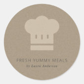 Minimaler Rustikaler Black Kraft Koch Hat Catering Runder Aufkleber (Vorderseite)