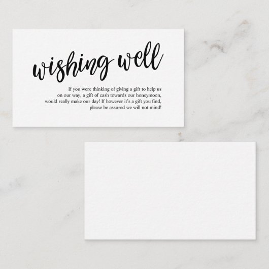 Minimaler rustikaler Schwarz, Hochzeitshoneymoon Begleitkarte (Vorne/Hinten)