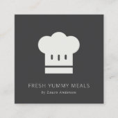 Minimaler rustikaler Schwarz-Weiß-Koch-Hut-Caterin Quadratische Visitenkarte (Vorderseite)