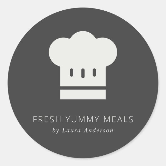 Minimaler rustikaler Schwarz-Weiß-Koch-Hut-Caterin Runder Aufkleber (Vorderseite)