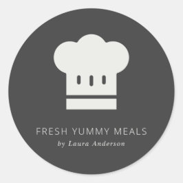 Minimaler rustikaler Schwarz-Weiß-Koch-Hut-Caterin Runder Aufkleber