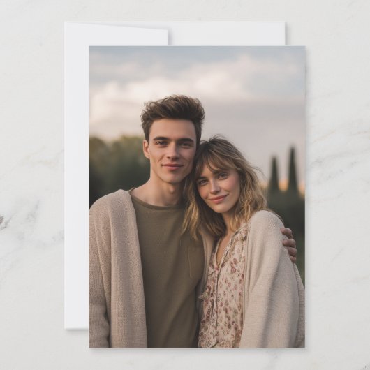 Minimaler Save the Date grüner Kranz Ankündigung (Rückseite)