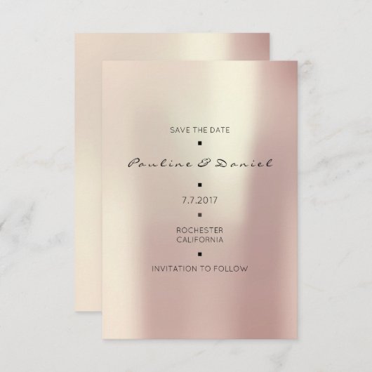 Minimaler Save the Date rosa Rose Gold Blush (Vorne/Hinten)