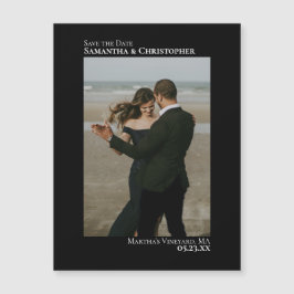 Minimaler Save the Date vertikaler Foto-Schwarz Magnetkarte