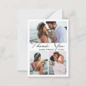 minimaler schlichter Dank 4 Fotos Collage Hochzeit Mitteilungskarte (Vorderseite)