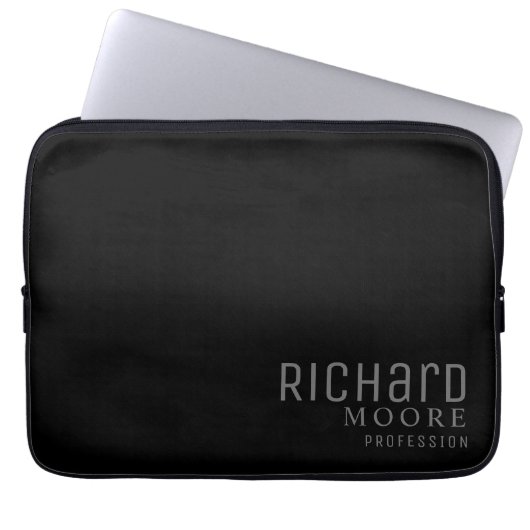 Minimaler schlichter Name Schwarz-weiß Laptopschutzhülle (Vorderseite)