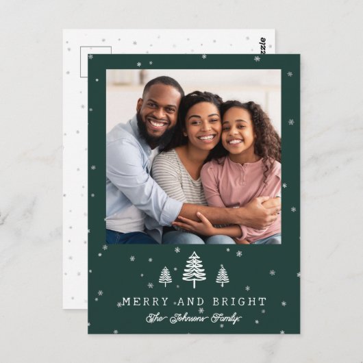 Minimaler Schreibmaschinenbaum Merry and Bright Fo Postkarte (Vorne/Hinten)