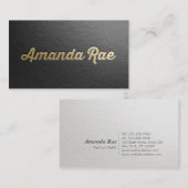 Minimaler Schwarz/Gold-Stylist mit Embossed Text F Visitenkarte (Vorne/Hinten)