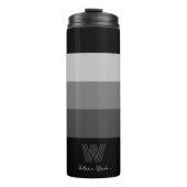 Minimaler Schwarz-Grau-Bars Monogram Thermal Tumbl Thermosbecher (Vorderseite)