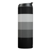 Minimaler Schwarz-Grau-Bars Monogram Thermal Tumbl Thermosbecher (Nach links gedreht)