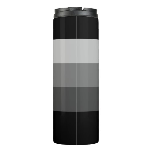 Minimaler Schwarz-Grau-Bars Monogram Thermal Tumbl Thermosbecher (Rückseite)