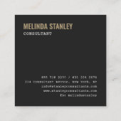 Minimaler schwarz schick goldbelag eleganter Farbb Quadratische Visitenkarte (Rückseite)