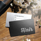Minimaler Schwarz & Silber Embossed Text Hair Styl Terminkarte