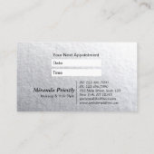 Minimaler Schwarz & Silber Embossed Text Hair Styl Terminkarte (Rückseite)