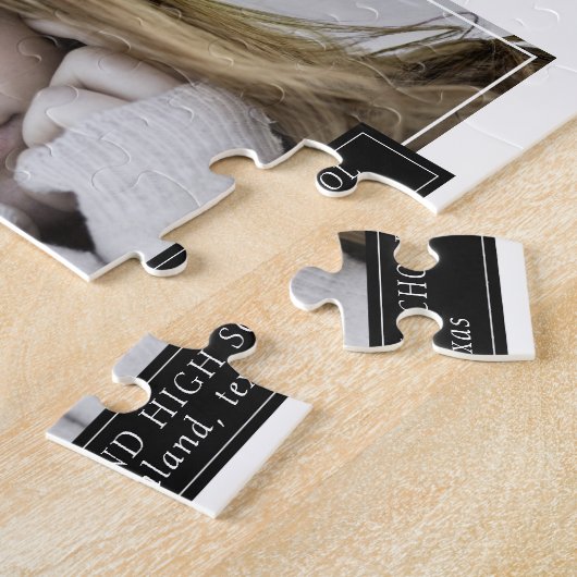 Minimaler Schwarz-Weiß-Abschluss Keepake-Foto Puzzle (Seite)