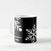 Minimaler Schwarz & Weiß Fett Schneeflocke Kaffeetasse (Vorderseite Links)