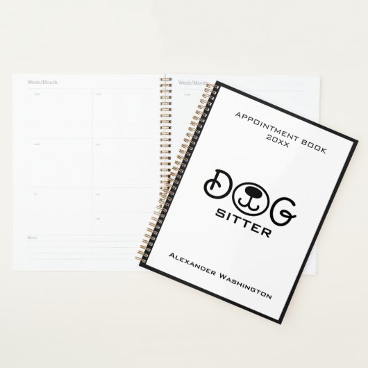 Minimaler Schwarz-Weiß-Hund-Service-Termin Planer (Anzeige)