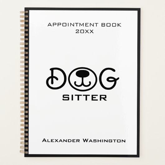 Minimaler Schwarz-Weiß-Hund-Service-Termin Planer (Vorderseite)
