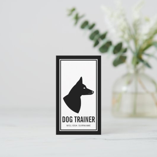 Minimaler Schwarz-Weiß-Hund-Silhouette-Trainer Visitenkarte