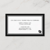 Minimaler Schwarz-Weiß-Hund-Silhouette-Trainer Visitenkarte (Rückseite)