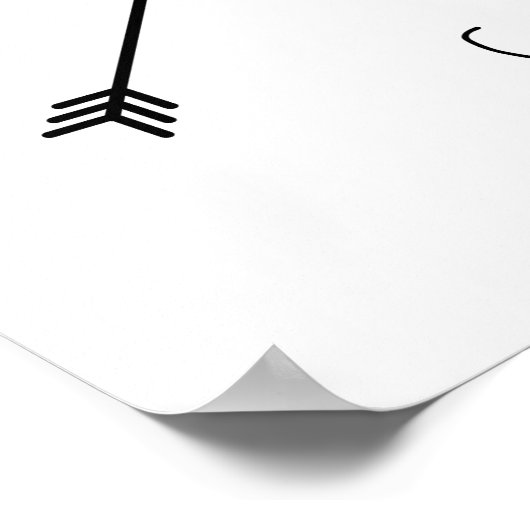 Minimaler Schwarz-Weiß-Kompass Poster (Ecke)