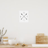 Minimaler Schwarz-Weiß-Kompass Poster (Küche)