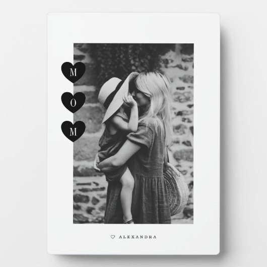 Minimaler Schwarz-Weiß-Mama Liebe Foto Fotoplatte (Vorderseite)