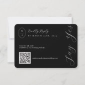 Minimaler Schwarz-Weiß-QR-Code Hochzeit RSVP (Vorderseite)
