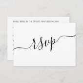 Minimaler Schwarz-Weiß-QR-Code Hochzeit RSVP (Vorne/Hinten)