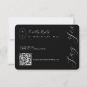 Minimaler Schwarz-Weiß-QR-Code Hochzeit RSVP Karte (Vorderseite)