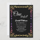 Minimaler Schwarz-Weiß-Rahmen 1. Geburtstag Einladung (Vorderseite)